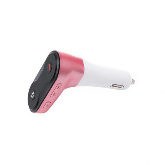 CARC8 Bluetooth transmitter car MP3 hands-free player USB car charger- Pink