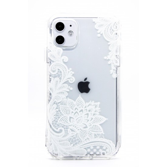 iPhone 12/12 Pro Clear 2-in-1 Flower Design Case White 