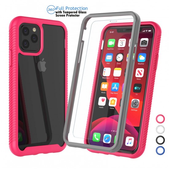 iPhone 12 Pro Max Full Body Clear Rugged Case- Pink