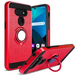 Magnetic Ring Center Kickstand Case for LG Harmony 4- Red