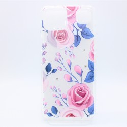 Clear Flower Case For LG K92 5G- Blue & Pink