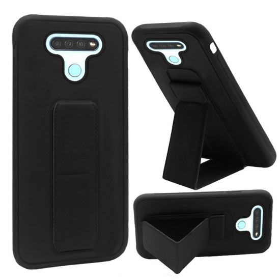 Foldable Magnetic Kickstand Case for LG Harmony 4- Black