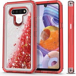 Liquid Glitter Defender Case for LG Harmony 4- Red