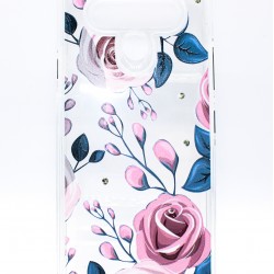 Clear Floral 2-in-1 Design Case Motorola G Stylus Pink Roses 