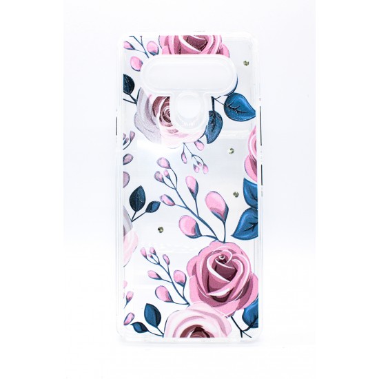 Clear Floral 2-in-1 Design Case Motorola G Stylus Pink Roses 