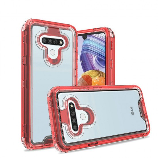 Clear Defender Case for LG Harmony 4- Red