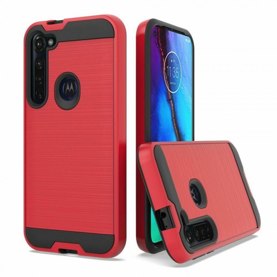 Brushed Metal Case For Motorola G Power- Red