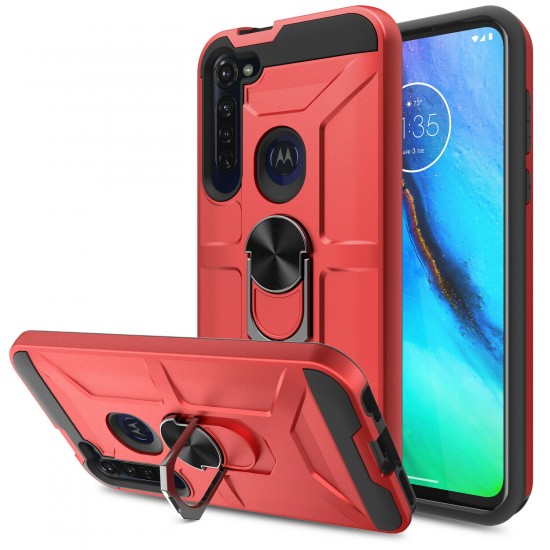 Magnetic Kickstand Case For Motorola G 8 Play- Red