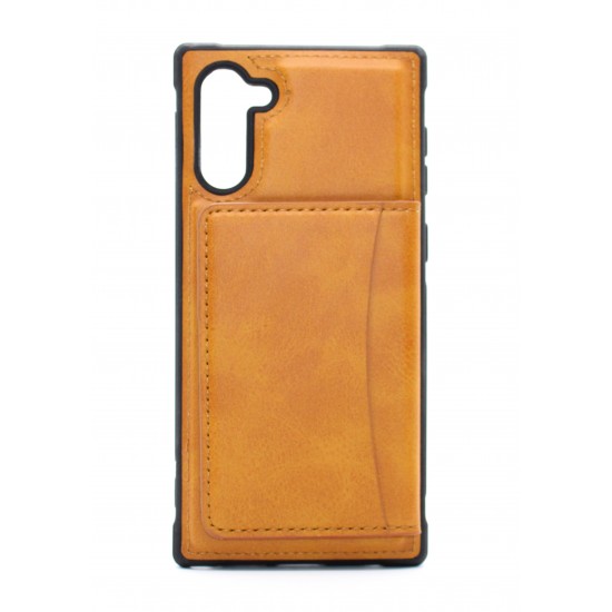 Samsung Galaxy Note 10 Buttoned Back Wallet Brown