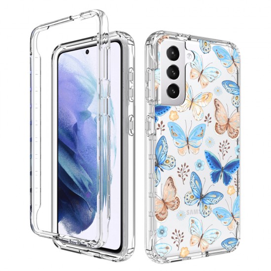 CLEAR 2-IN-1 FLOWER DESIGN Case For Note 20 Plus/ Pro- Blue Butterfly