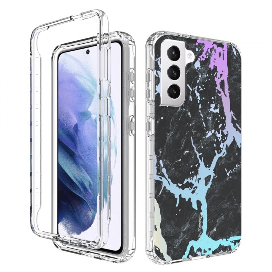 CLEAR 2-IN-1 FLOWER DESIGN Case For iPhone 11- Black Marble