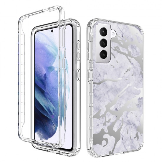 CLEAR 2-IN-1 FLOWER DESIGN CASE FOR Galaxy A 42 5G - WHITE MARBLE