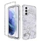 Samsung S21 Plus Clear 2-in-1 Flower Design White Marble