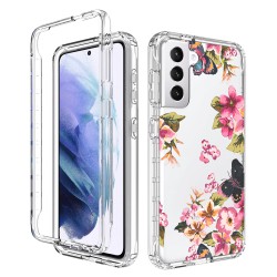 iPhone 7/8  Plus Clear 2-in-1 Flower Design Case Light Pink