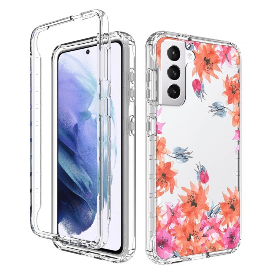 CLEAR 2-IN-1 FLOWER DESIGN Case For Note 20 Plus/ Pro- Classic Peach