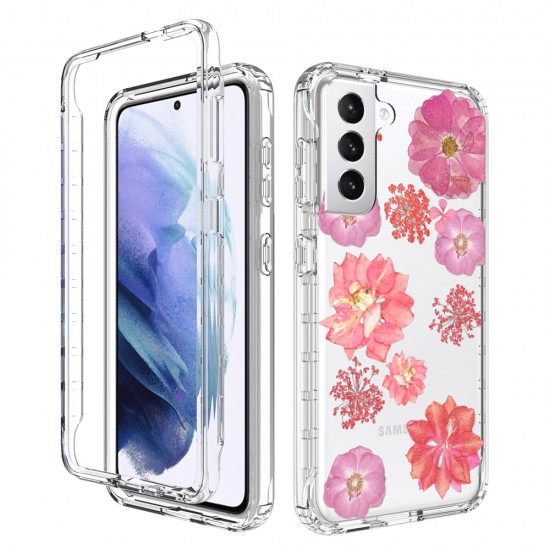 Samsung S21 Plus Clear 2-in-1 Flower Design pink