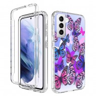 iPhone 11 Clear 2-in-1 Flower Design Case purple Butterflies