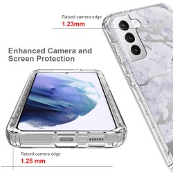 Samsung S21 Ultra Clear 2-in-1 Flower Design White Marble