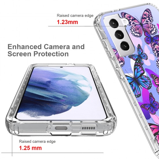 Samsung S21 Plus Clear 2-in-1 Flower Design Rainbow Butterfly