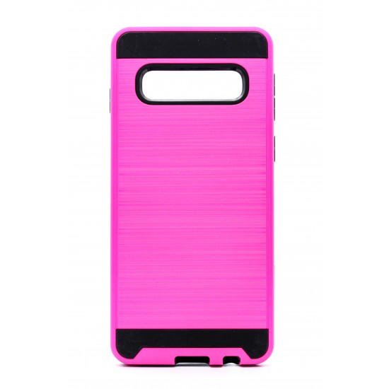 Samsung Galaxy S10 Plus Brushed Metal Case - Hot Pink