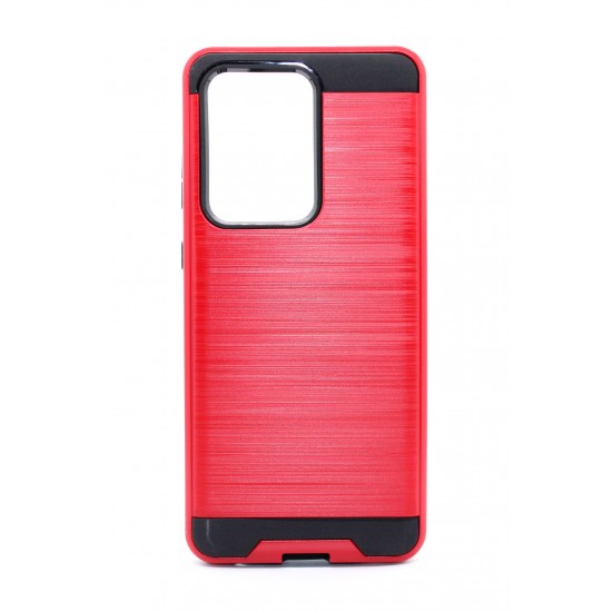 Brush Metal Case For Galaxy S-21 Ultra- Red