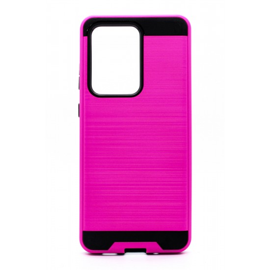Brush Metal Case For Galaxy S-21 Ultra- Hot Pink