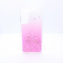 SAMSUNG S21  CLEAR Case with Glitter- Pink
