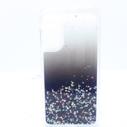 SAMSUNG S21  CLEAR Case with Glitter- Black