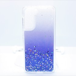 SAMSUNG S21  CLEAR Case with Glitter- Blue