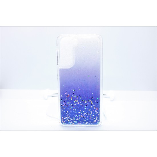SAMSUNG S21  PLUS CLEAR Case with Glitter- Blue