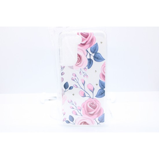 SAMSUNG S21 Plus Clear Flower Case- Blue & Pink