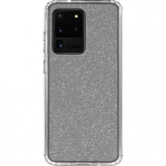 Clear Classic Shimmer Glitter Case For Galaxy S-21 - Silver
