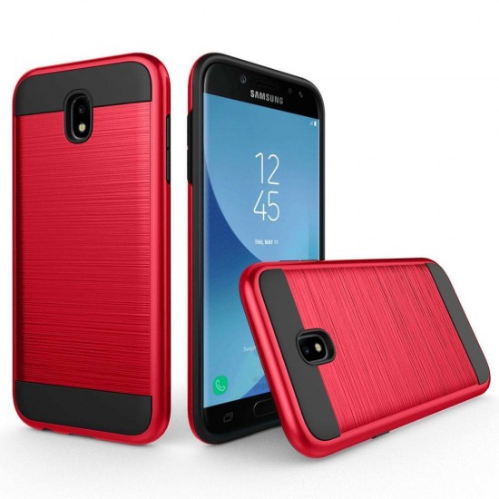 Brushed Metal Case for Galaxy J 3 2017 Red