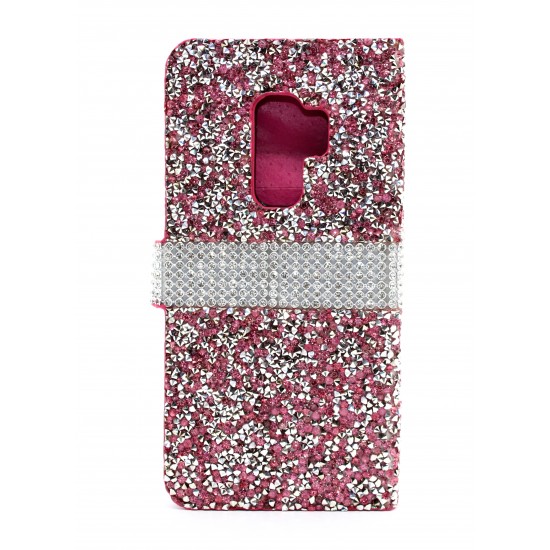 Samsung Galaxy S9 Plus Full Wallet Diamond Cover Pink