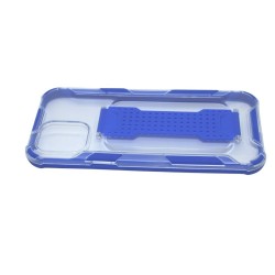 2-in-1 Clear Case with Colorful side and wrist strip for iPhone 12/12 pro  - Blue