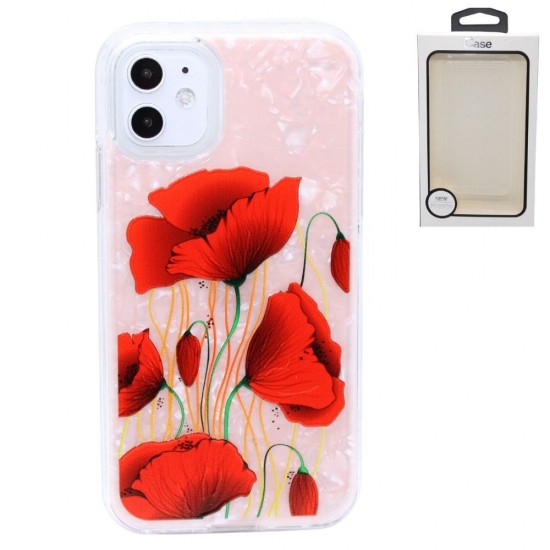 2-in-1 design case for iPhone 11- Red Flowers