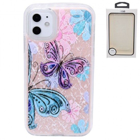 2-in-1 design case for iPhone 12 pro max- Blue Butterfly