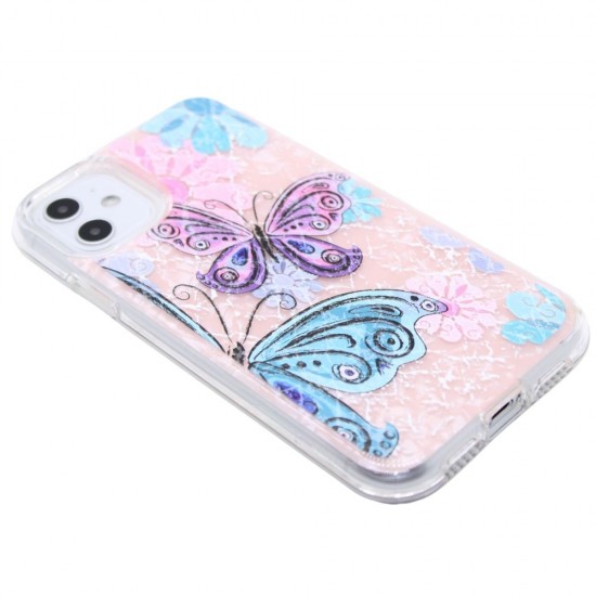 2-in-1 design case for iPhone 12 pro max- Blue Butterfly