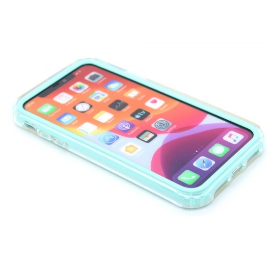 2-in-1 Multicolor Glitter clear case for iPhone 11- Teal