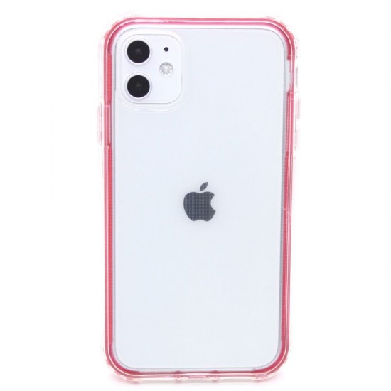 2-in-1 Multicolor Glitter clear case for iPhone 11- Red