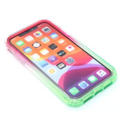 2-in-1 Multicolor Glitter clear case for iPhone 12 Pro Max- Green & Pink