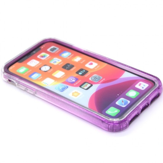 2-in-1 Multicolor Glitter clear case for iPhone 11-  Purple