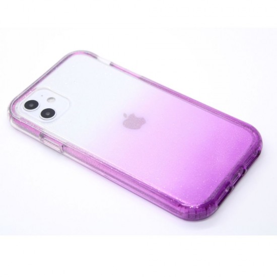 2-in-1 Multicolor Glitter clear case for iPhone 11-  Purple