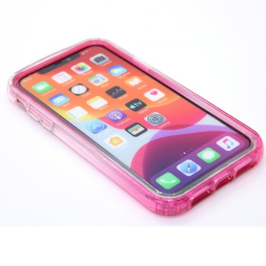 2-in-1 Multicolor Glitter clear case for iPhone 11- Pink