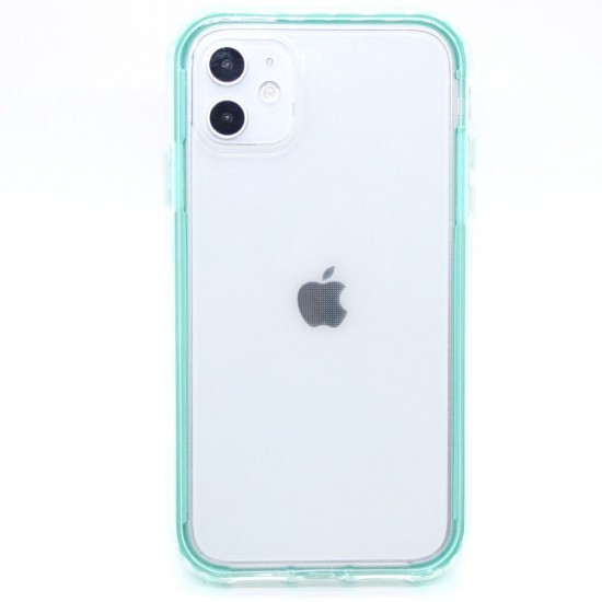 2-in-1 Multicolor Glitter clear case for iPhone 11- Teal
