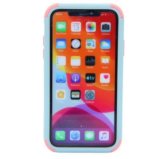 3-in-1 Heavy Duty Case for iPhone 12/12 pro- Pink & Teal