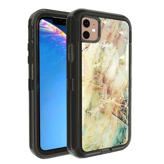 3-in-1 Heavy duty Marble Case for iPhone 12/12 pro- Camouflagge