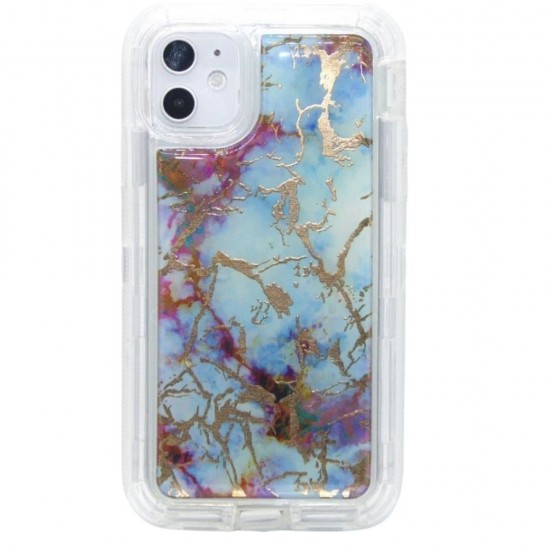 3-in-1 Heavy duty Marble Case for iPhone 11- Teal