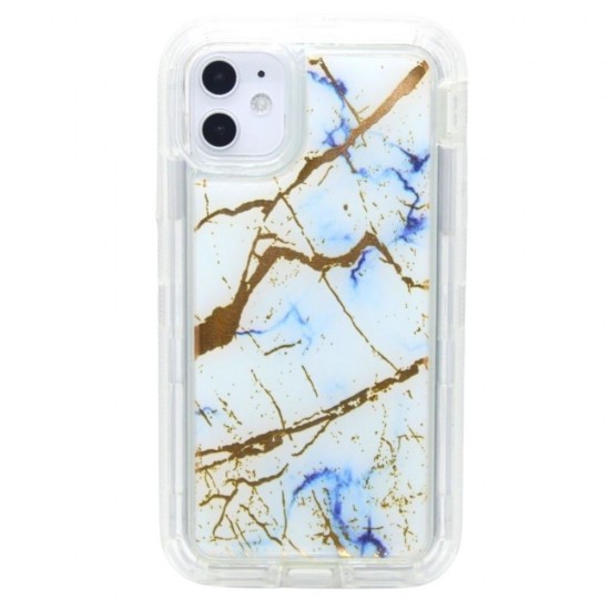 3-in-1 Heavy duty Marble Case for iPhone 12/12 pro- White