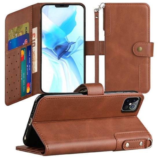 Classic design wallet for iPhone 11 - Brown
